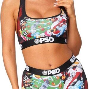 PSD Women's Looney Christmas Sports Bra, Multi, Size X-Large